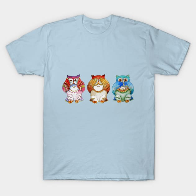 Three wise owls T-Shirt by Redilion